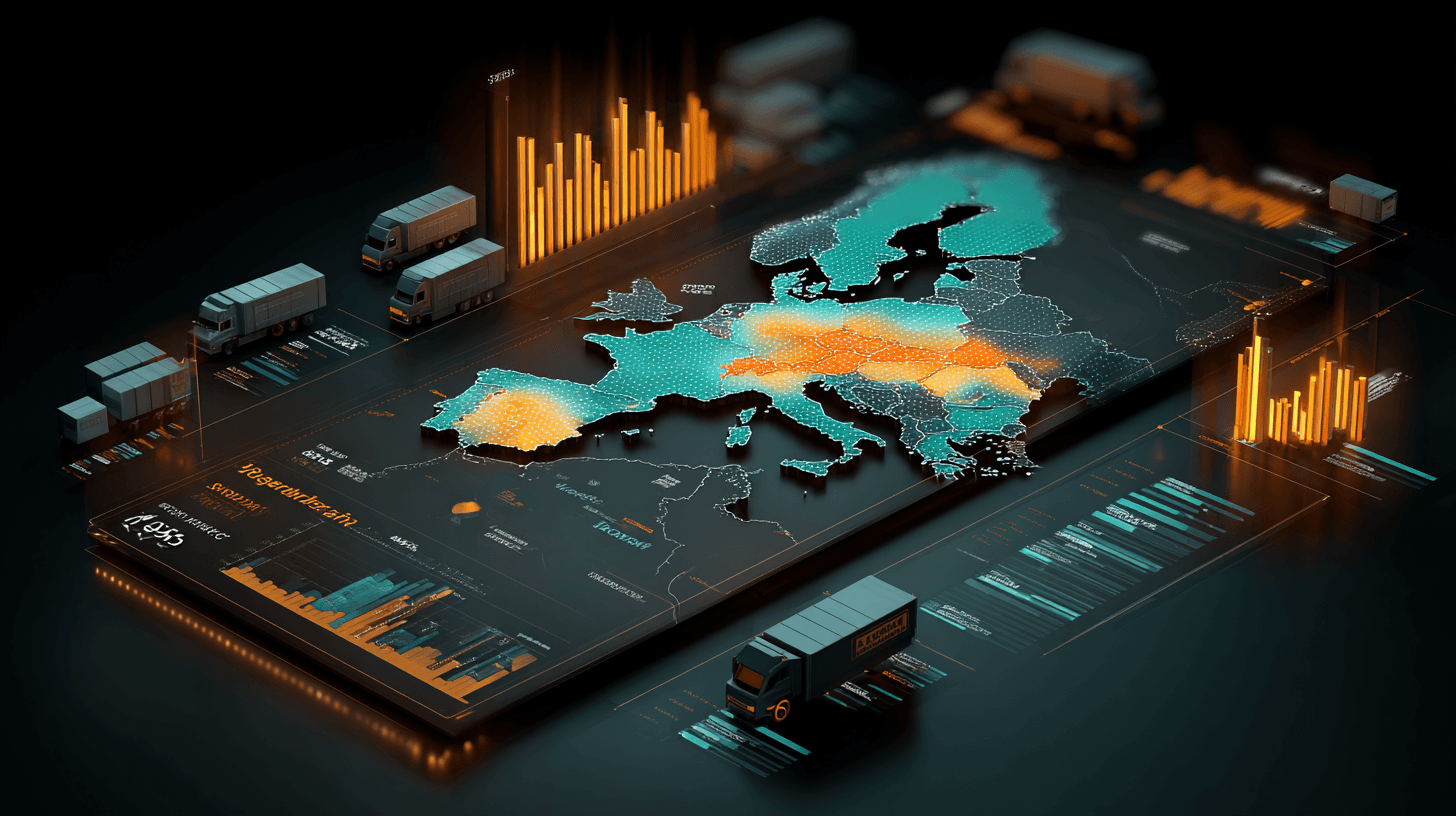 Heatmap of European warehouse rental costs by logistics hub
